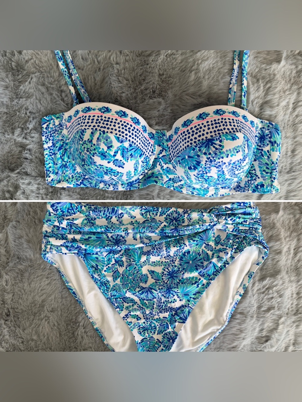 Lilly Pulitzer matching top and bottom bikini turquoise blue size 14